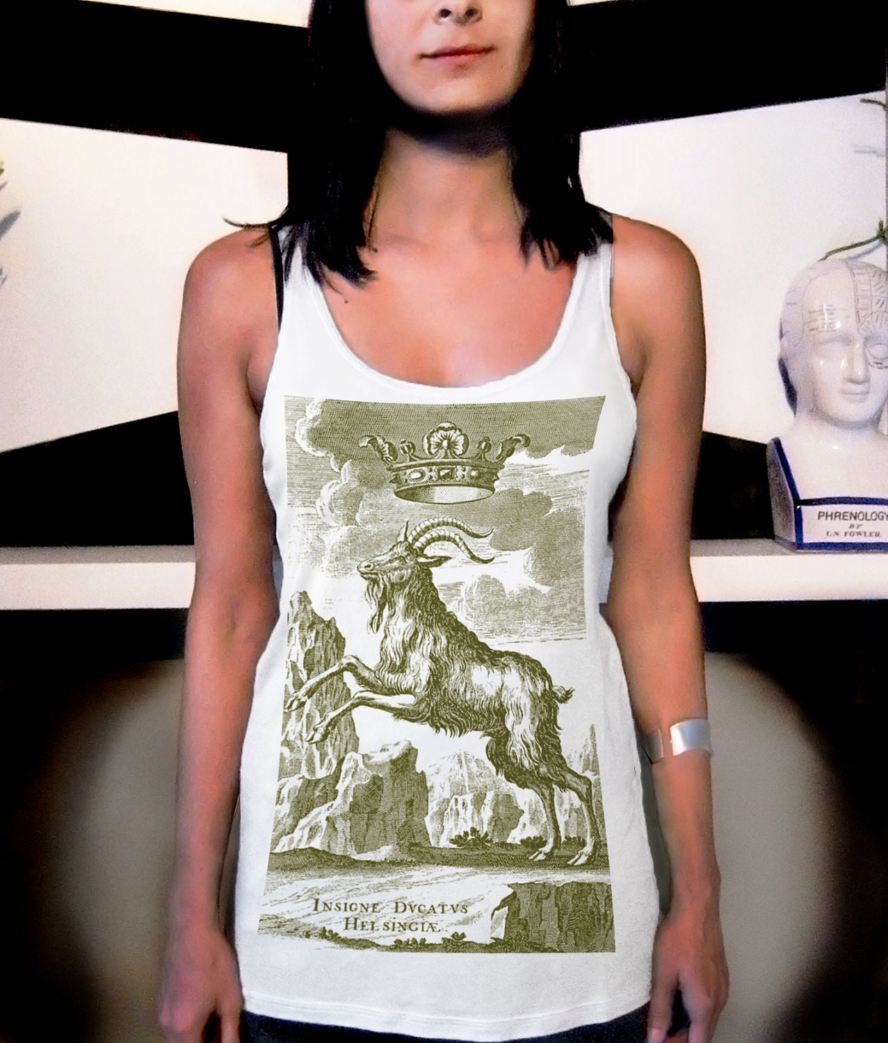 Wmns Fine Jersey Racerback Tank feat. Arms print - Available in 2 Colors