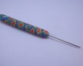 Colorful Rainbow Swirls Polymer Clay Handled Stiletto Awl, Sewing Notions, Embroidery