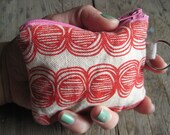 Canvas Pouch Screenprint Coin Pouch Hand Printed with Reclaimed Lining Seed Pods Original Design