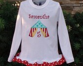 Personalized Circus Tent Birthday Shirt with ribbon ruffle