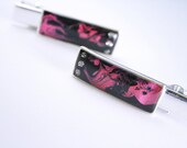 Hipster Black and Hot Pink Resin Alligator Hair Clips