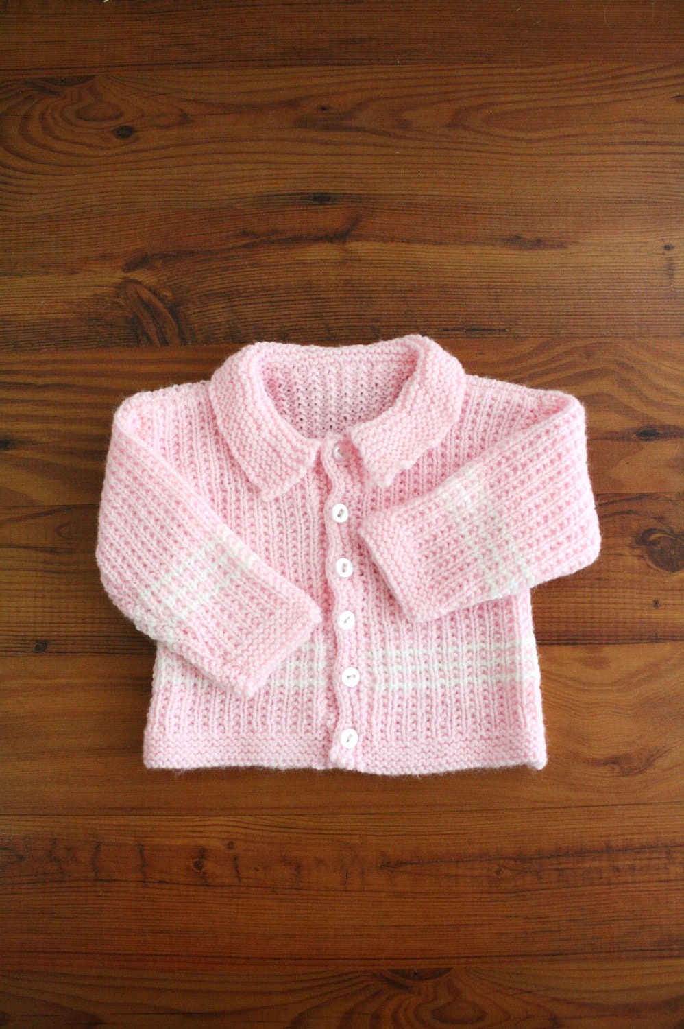 Vintage Baby Pink Cardigan . Infant Sweater . Knit Sweater . 60s . 3 - 6 month