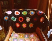 Take 15% off Vintage crochet granny squares throw blanket quilt