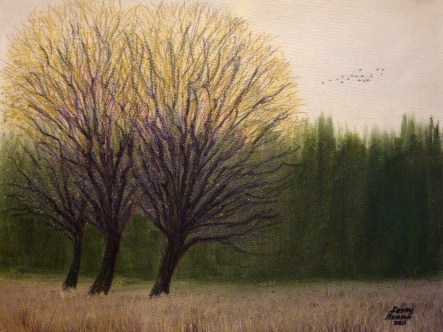 Late Winter Oak, 16x20 original acrylic painting on canvas