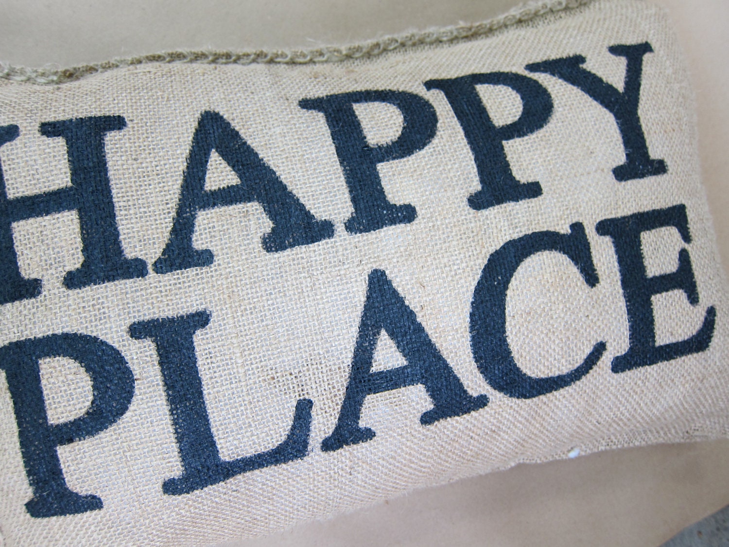 Charley Burlap Pillow - Happy Place