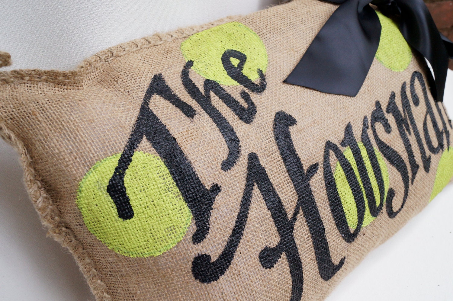 Polka Dot Monogram Name Burlap Pillow