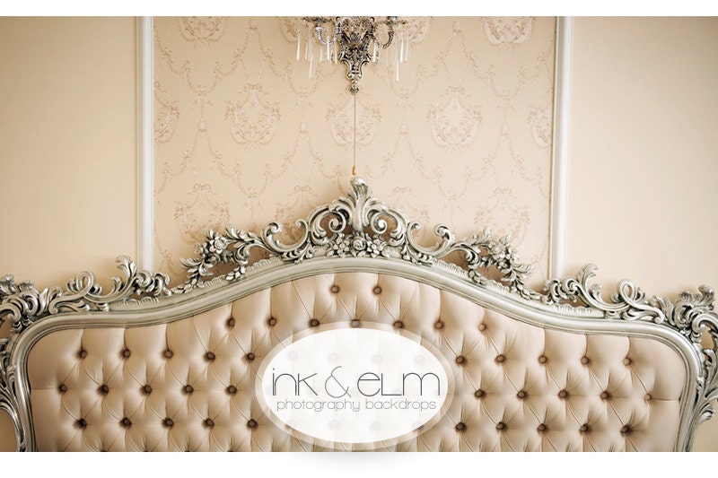 Photo Backdrop 4ft x 7ft, Vinyl Photography Backdrop, Elegant Bed Headboard Backdrop, photo prop, "Fit for a Princess"