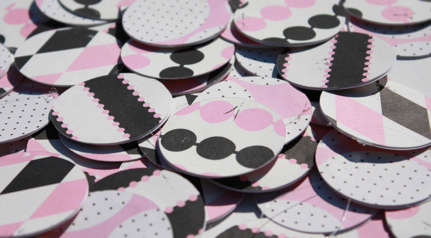 Pink & Black Paper Circle Garland Il_570xn