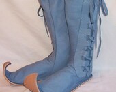 Custom Handmade Leather Fairy Boots Renaissance Hobbit Cos Play Woodlands LARP Fantasy Shoes Handmade by Debbie Leather
