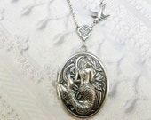 Silver Locket Necklace - The ORIGINAL MERMAID LOCKET - Jewelry by BirdzNbeez - Wedding Birthday Bridesmaids Gift