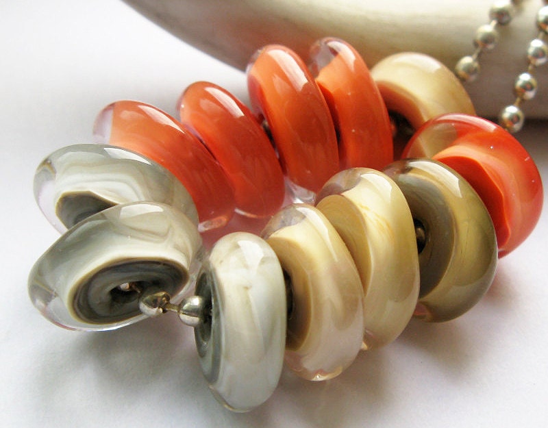 lumina summer neutrals glass discs Lampwork Beads by Ellen Dooley sra (12)