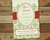 Christmas party invitation, custom holiday card, iron gate