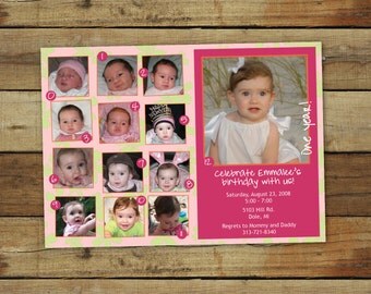 first birthday party invitation collage for your little girl