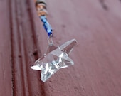 Swarovski blue and copper beaded glass sun catcher with star prism (C) FREE shipping