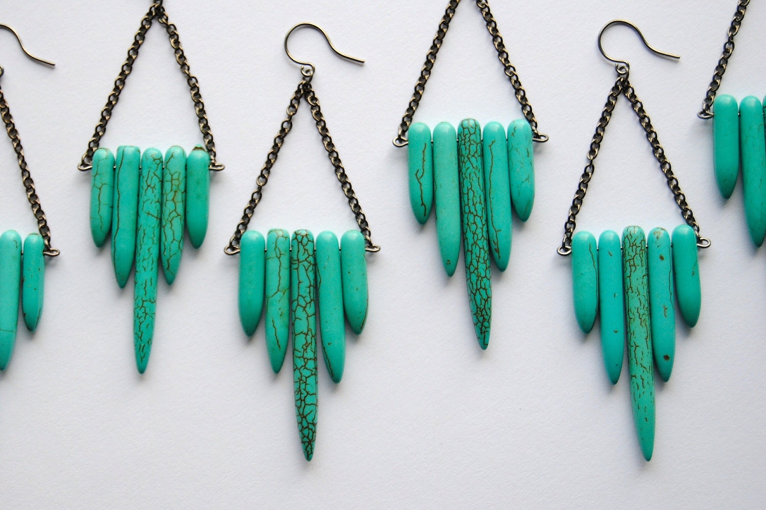 Turquoise Shield Earrings - Handmade Jewelry - Free Shipping in the US - Summer Fashion