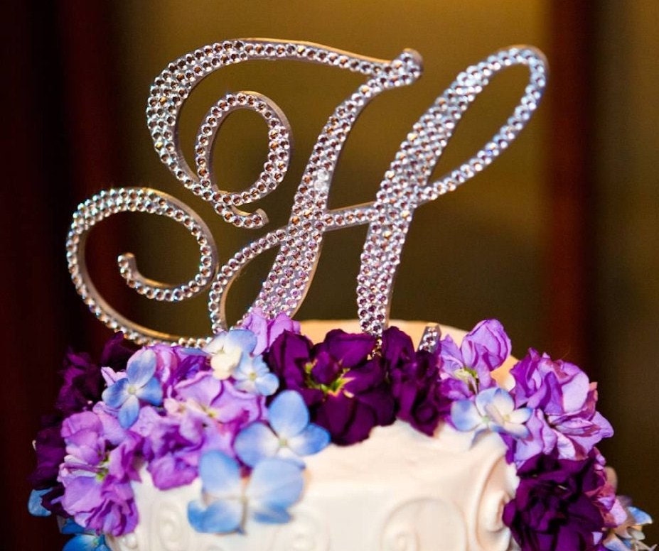 5" Swarovski Crystal Monogram Cake Topper ANY LETTER from the ALPHABET A B C D E F G H I J K L M N O P Q R S T U V W X Y Z