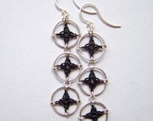 Spangles, black silk earrings