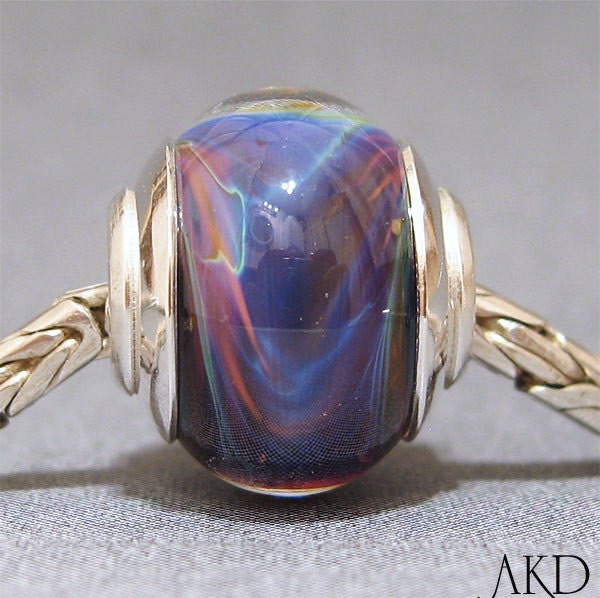 Handmade Artisan SRA Big Hole Bracelet Bead OOAK Lampwork European Charm Colorful Dusk