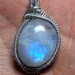 Rainbow Moonstone Necklace Pendant - Sterling Silver - Wire wrap - wrapped - Rainbow Moonstone pendant - cabochon - blue purple fire