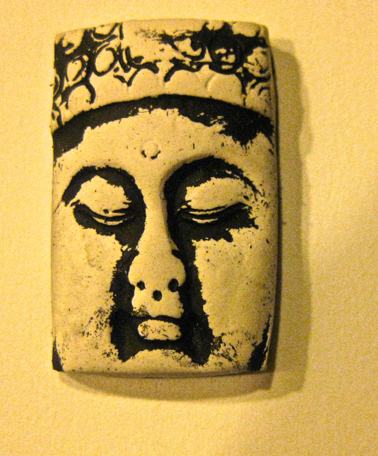 Handmade clay face jewelry craft supplies  handmade cabochon  doll jewelry supply  black and white