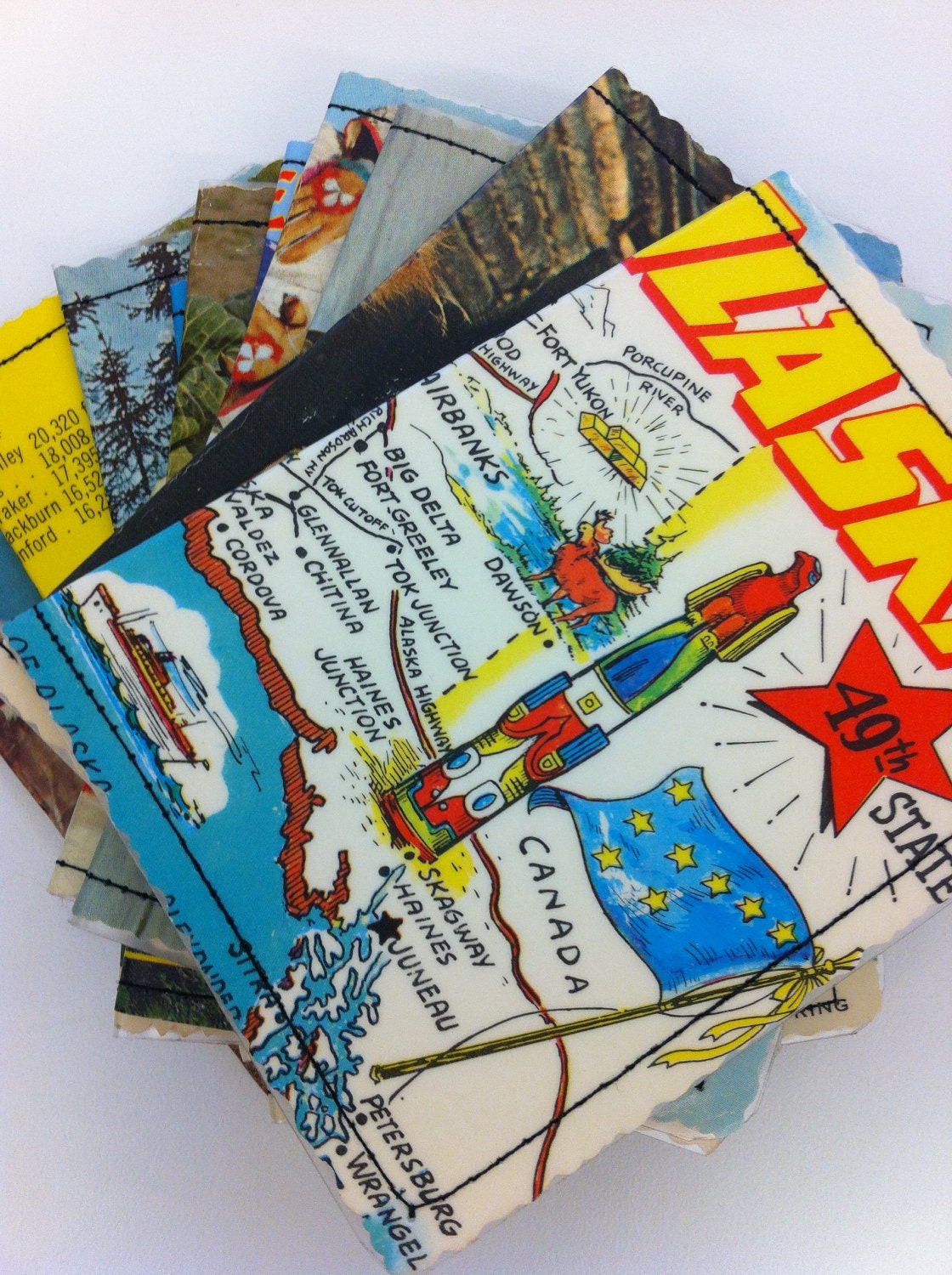 Slim Wallet-  Vintage Alaska Postcard- choose 1