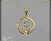 Letter S Monogram Diamond Necklace - chain included - All Letters Available - LS1443