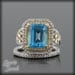 Blue Topaz, Yellow Sapphire, and Diamond Double Halo Engagement Ring with Matching Diamond Wedding Band - LS1904