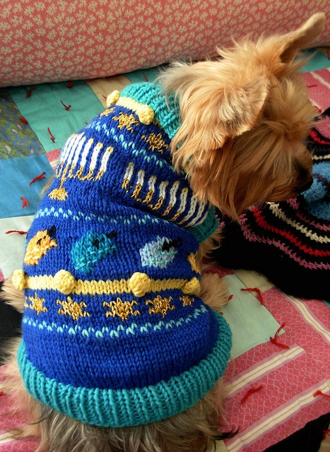 O HANUKKAH Original Fair Isle Holiday Chanukah Dog Sweater -- Custom -- Hand Knit -- All Sizes