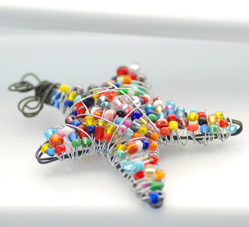 Christmas Ornament, Star Ornament, Beaded Wire Star, Christmas Star, Suncatcher, Decoration, Wire Suncatcher