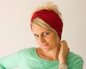 Red Knit turban , knit headband