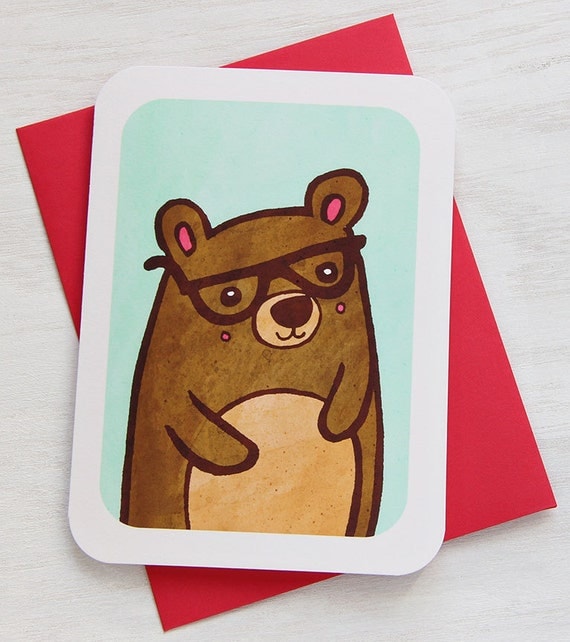 Nerdy Bear Notecard