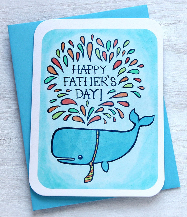 Happy Father's Day Notecard - Dad Whale with Tie