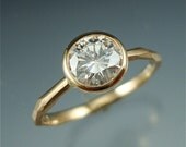 14k gold Chiseled Engagement Ring w/ 6mm Moissanite