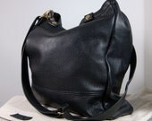 Nicole, Black leather tote shoulder bag, handmade