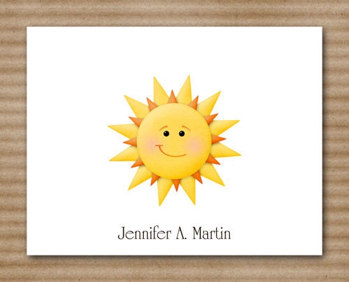 Sun Note Cards / Notecards / Summer / Sunshine / Beach / Park / Outdoors / Personalized (set of 8)