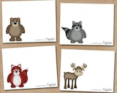 Forest Animals Note Cards / Bear / Fox / Moose / Raccoon / Personalized (set of 8)