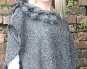 charcoal grey asymmetrical ruffled poncho ON SALE