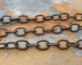 1 ft. Trinity Brass Vintage Patina Medium Etched Cable Chain 6mm - LOW SHIPPING