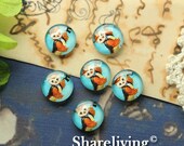 10pcs 12mm Handmade Photo Glass Cabs Cabochons (Vintage Owl)   -- BCH209C