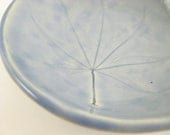 Ceramic Trinket Dish Round Blue Maple Leaf Impression