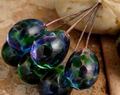 DREAM CATCHER Transparent Drop Head Pins - Set of 6 Handmade Lampwork Head Pins