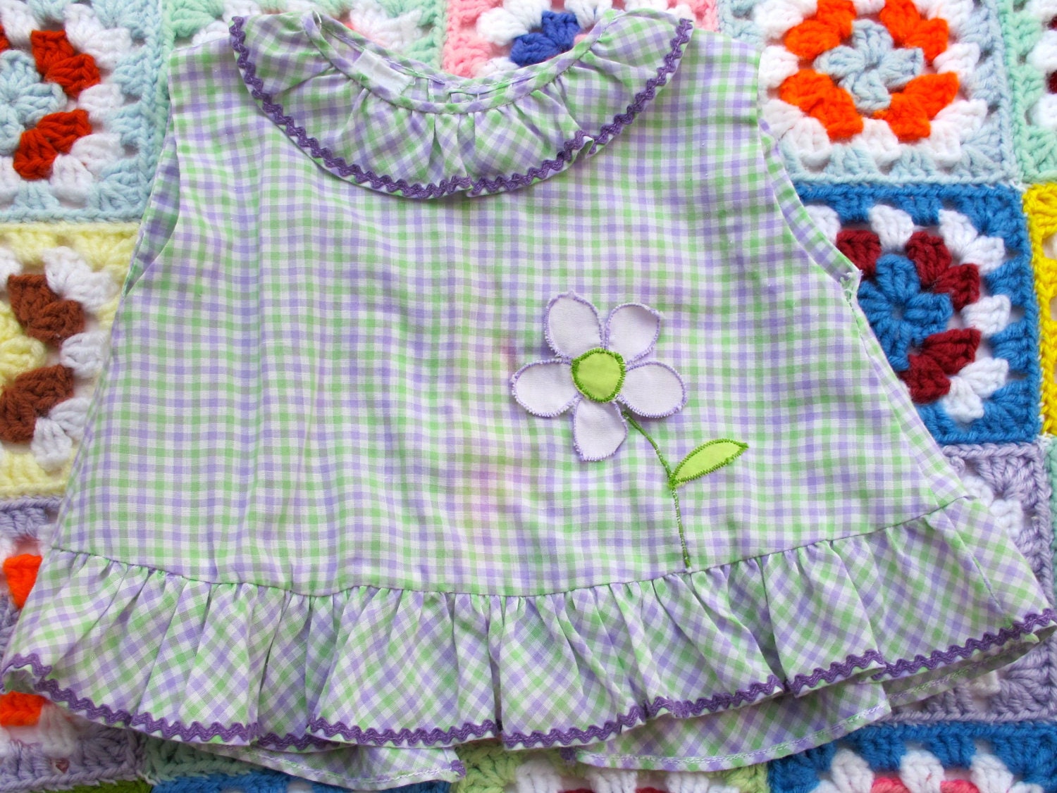 Plaid and Ric Rack Shirt 9-12 Months