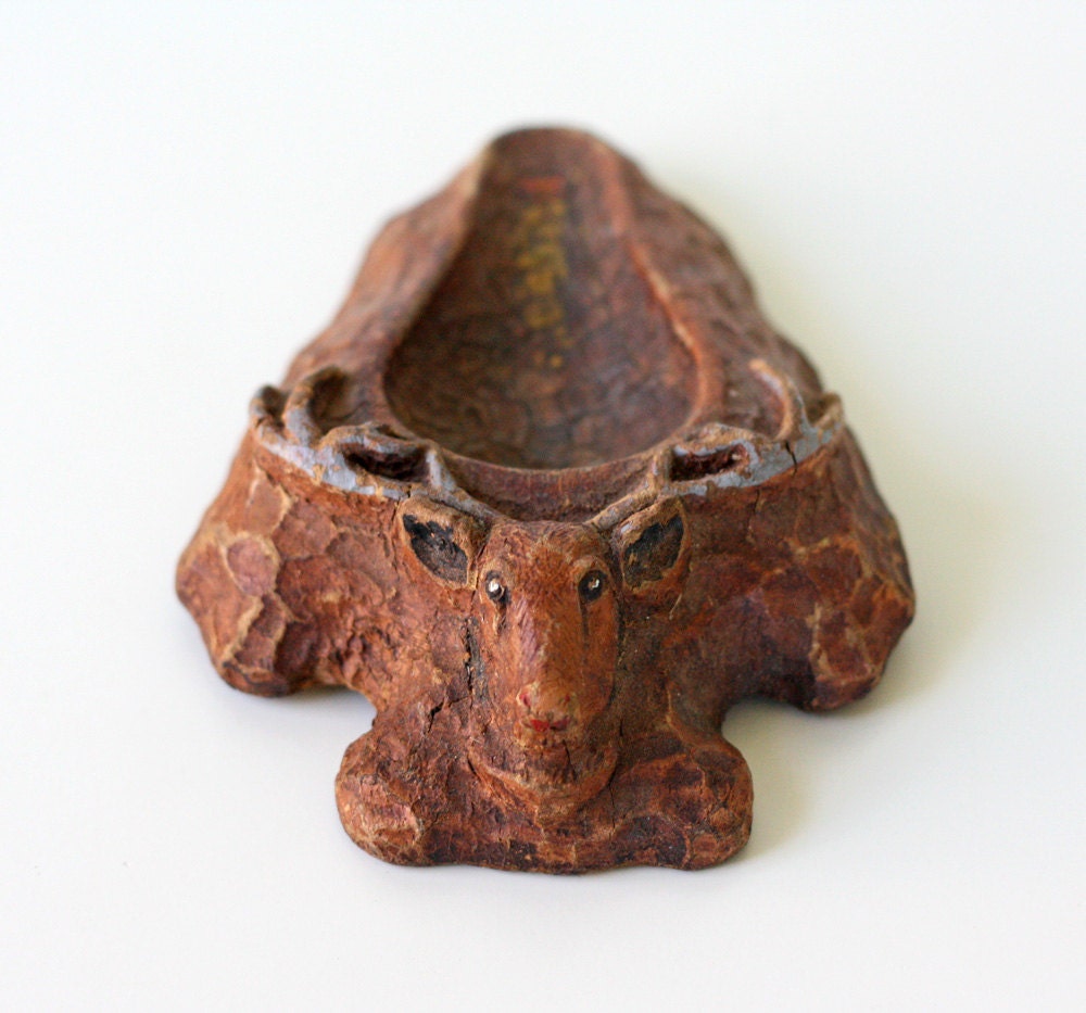 Vintage Deer Pipe Stand - Syroco Wood