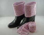 BOOT CUFFS Matching Scarf Pink White Fashion Accessory Womens Girls Teen Fall Winter Spring Leg Warmers (Ready To Ship)