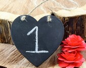 Chalkboard Heart Table Number set of 10 with FREE SHIPPING