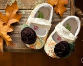 Claire Aude Golden Floral Mary Jane soft sole baby and toddler girl shoes