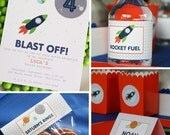 Outer Space Solar System Birthday Party - PRINTABLE ONLY - Banner, Toppers, Tags, Invitation and more Il_170x135