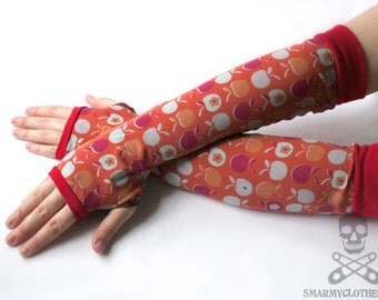 retro indie Apple armwarmers fingerless gloves - smarmyclothes kawaii