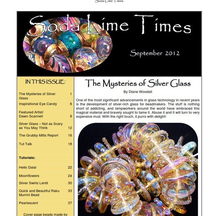 Silver Glass issue - September 2012 Soda Lime Times Lampworking Magazine (PDF) - by Diane Woodall