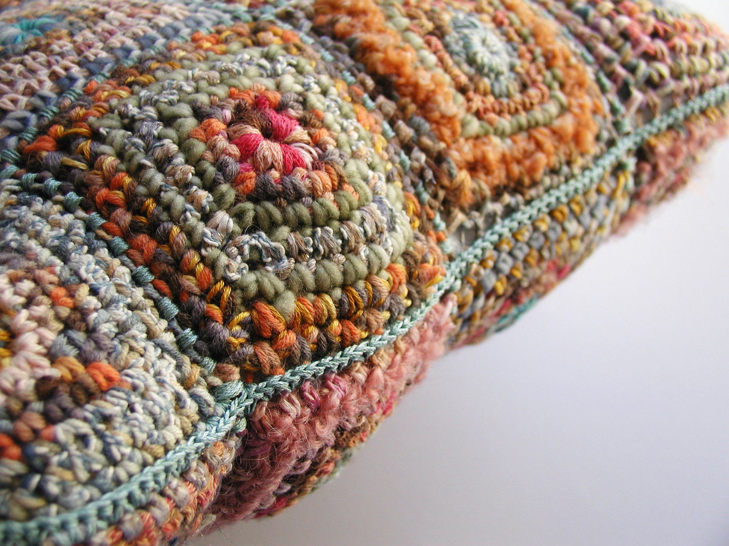 Fiber Art Chunky Pillow: multicolor in earthy shades